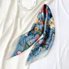 Bandanas Durag 2021 Retro neckline headscarf satin printed silk shawl headband square scarf 240426