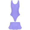 Work Dresses Women Spandex Swimming Outfit Sleeveless High Cut Bodysuit And Low Rise Ruffled Miniskirts Swimwear Beach Sportwear Lingerie