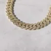 2024 VENDITA CALDA SHINY SHINY 18K oro placcato 925 argento da 15 mm ghiacciato moissanite Baguette Cuban Link Chain