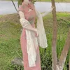 Roupas étnicas clássicas rosa qipao sexy oco para colarinho mandarim long cheongsam senhora de verão impressão vestido chinês vestido slim split vestidos