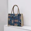 Fashion shopper tote bag horizontal printed canvas handbag woman luxury handbag canvas linen Beach big Travel shopping bag09