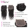 가발 Tinashe Hair 브라질 딥 웨이브 번들 클로저 HD 투명 레이스 클로저 Remy Human Hair Curly 3 번의 묶음.