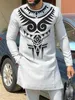 2024 Brand African Man Outfit Set Design Printed Mens Sets Shirt With Pant African Fashion Male Groom Suits 240423