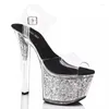 Scarpe da ballo pvc sexy pole esotico danza estate sandali da 15 cm 17 cm tacchi alti cinturini cintura 34-46 ma056