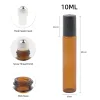 Flaskor 5 ml10 ml 50/100 st Amber Thin Glass Roll On Bottle Exempel Test Eteriska oljeflaskor med Roller Metal Ball Makeup Tools