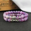 2 pezzi/set di braccialetti di testa del Buddha da donna Braccialetti tigre naturale fuso roccia da yoga perle a distanza di coppia affascinante regali di gioielli