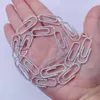 Drop verzending Sterling Silver VVS Moissanite Iced Out Hip Hop Paper Clip Pin Chain