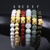 Pure Gold Beacelet For Women 3d Gold Hard Lucky Pixiu bébé avec des perles de perle de jade naturels réel 24k Bracelet en or jaune 1pcs 240422