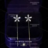 Dangle Chandelier Elegant Crystal Flower Tassel Drop Earrings for Women Girl Exquisite Fashion Korean Long Ear Line Chic Party Jewelry Accessories