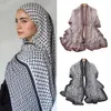 Bandanas Durag Palestine breathable chiffon shawl wrapped in Muslim womens plain headscarf long turbo scarf full set of tie anti slip headscarf 240426