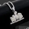 Pendanthalsband Hip Hop Money Bag Never Govert BRAKE ICED ut bokstäver Halsband Micro Pave Cubic Cz Jewelry Drop Delivery Dhkdz