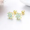 Stud 7colors Śliczne serce CZ Stones Clover Flower Back Back Back For Women Baby Kids Girl