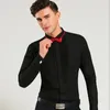 Herrklänningskjortor franska manschett fast färg vinge spets krage män formell smoking