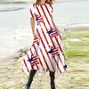 Casual Dresses Women's Fashion Independence Day Tryckt rund nacke pullover Slim Fiting Short Sleeve Dress Fashionable and Simple