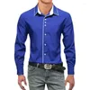 Herren -Hemdhemden 2024 Pure Color Business formelles Langarm Shirt für Männer Schwarz / Weiß Blue Hochzeit Bankett Party Tuxedo Tops Homme