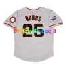 Barry Bonds 2010 2002 World Series Throwback Baseball Jersey Tim Lincecum Buster Posey Madison Bumgarner Willie Mays Deion Sanders Crawford Size S-4XL