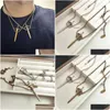 Pendanthalsband 2024 Paris Retro Vintage Diamond Arrow Designer för kvinnor 18K Gold Cross Chain Choker Brand Luxury Sister Sailormo DHTSB