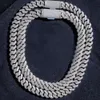 Hiphop lodowany bling luksusowy zębnik 10 mm 12 mm 14 mm 15 mm Diamond Moissanite Men Cuban Link Chain