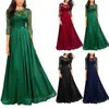 Abiti casual abito a cucitura in pizzo solido Elegante Maxi per la festa notturna per nozze Plus size abiti da sera di lusso