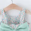 Vestidos de menina 2/peça de peças de verão meninas vestidos chapéus meninas de meninas usando arcos grandes florais vestidos de princesa sem mangas