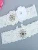 Real Picture Pearls Crystals Garters Bridal For Bride Lace Mariage de mariage Fleurs faites à la main
