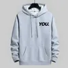 Mens Hoodies Sweatshirts Blessyuki Simple Loose Sweatshirt Herr 2023 Autumn Korean Unique Letter Printed Hoodie Mens Casual Extra Large Long Sleeve Zipper 240425