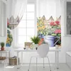 Vorhang Aquarell Landgarten Pflanzen Blumen Fenster Vorhänge für Wohnzimmer Küche Schlafzimmer Dekorative Behandlungen