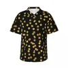 Herren lässige Hemden Gold Dot Print Urlaub Hemd weiß und gelbe hawaiianische Herren trendige Blusen kurzärmelig Streetstyle Custom Top