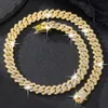 Diamond Prong Set Cuban Link Chain 14k Gold plaqué Hip Hop Iced Out Jewelry Bling VVS Collier Moisanite pour hommes