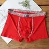 Underbyxor Bekväma modala män Boxare Shorts Chinese Red Style Lyckligtvis färgar manliga underkläder