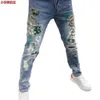 Men's Jeans Harajuku mens luxury clothing European streetwear style jeans bear print Kpop designer Korean boyfriend Q240427