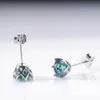 Étalon vert emearld couleur Moissanite talon d'oreille argent 925 bijou d'origine 925 Silver Sterling PT950 plaqué de diamant oreille D240426