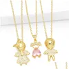 Anhänger Halsketten Flola Gold Plated Girl Boy für Frauen rosa Kristall Herz Figur Paar Schmuck Geschenke NKEV58 DROP DIE DHRS2