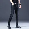 Jeans masculins à la mode noire luxe pour hommes street street punk mode confort stretch jeans slim fit jambe droite jeansl244