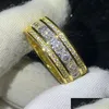 Rings Choucong Brand Gioielli di lusso unico 925 Sterling Sier 18K Gold Fill Princess Cut White Topaz Cz Diamond Party Band Ot9TX