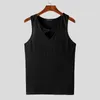 Herren Tanktops Korean Style hohl gestrickte enge Westen lässig Streetwear Solid All-Match ärmellose S-5xl Incerun 2024