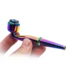 smoke shop pipes smoke accessory Rianbow Metal Zinc Alloy Smoking Herb Pipe 95MM Bowl Pipe Tobacco Herbal Detachable Hand Spoon Fit Dry
