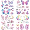 Tatueringsöverföring Glitter Butterfly Wings tillfälliga tatueringsklistermärken Kvinnor Kroppskonst handledsnack ansikte falska tatueringar vattentät mån tatuering klistermärken 240427