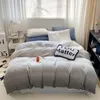 Bedding Sets 4Pcs Set Twin Double King Orange Gray Gradient Minimalist Art Soft Comforter Cover Lightweight Bed Sheet Pillowcases