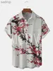 Herren-T-Shirts Japanische Pflaumenblütenkiste kurzärmelige hawaiianische Sommermenschen Topxw