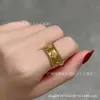 Designer brand Kaleidoscope Ring Narrow Edition Womens V Gold Thick Plating 18K Rose 5A High Carbon Diamond Light Luxury Sales Jewelry with logo