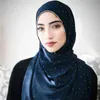 Sjalar lyxguldchiffonghuvud halsduk solid mjuk lång muslimsk halsdukar för kvinnor hijab musulman femme sjal och wrap foulard islamique d240426