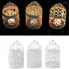 Titulares de velas projetam metal hollow flor hollower tealight castlestick pendurado lantern gage gaiola de festa de casamento clássico decoração