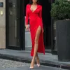 Lässige Kleider omsj weibliche sexy klassische Kapuze Deep V Hals Solid Color Offener Rücken direkter Seite hoher Schlitz Maxi Kleid für Nachtclub Party