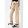 Jeans féminins vintage kaki salopets pantalon de mode hip hop hauteur taille large jambe baggy bando cargo pantalon droit streetwear
