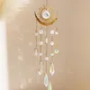 Dekorativa figurer Gold Flame Moon Crystal Window Wind Chime Pendant Sunlight Catcher Outdoor Garden Färgglad hängdekoration