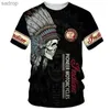 T-shirts masculins t-shirts Indian Tribe Chief Wolf Totem Graphique 3D Imprimé Summer Street Culture Fashion Vintage Round Cou Round T-shirt à manches courtes Topxw