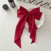 Haaraccessoires Elegant Bow Lint Clip Fashion Simple Solid Satin Spring Pin Retro -hoofdband met clips Girls