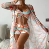 Swimwear femminile 3 pezzi Stampare costumi da bagno set femminile Sports Beach Wear Bathing Bathing Girls Pool Donne Suit-Up 2#