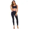 Yoga Outfits Fitness Sport Suit Female Due pezzi Set Top e Pants Mesh Vedi Trough Workout 2 Active Track Bra Leggings